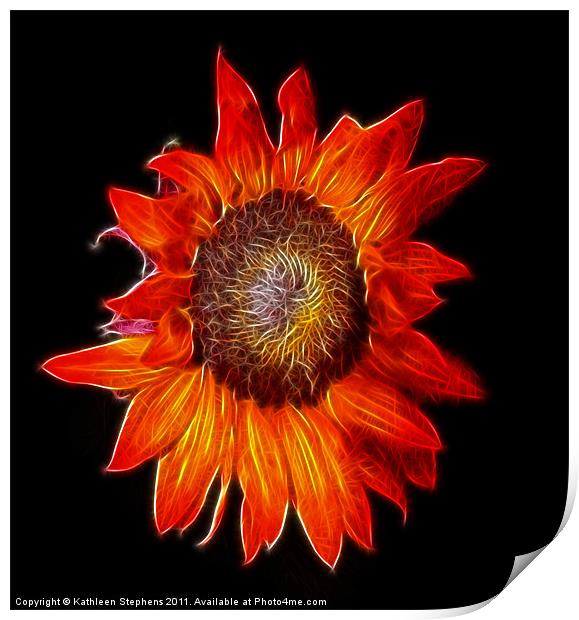 Sunflower Fractal Print by Kathleen Stephens