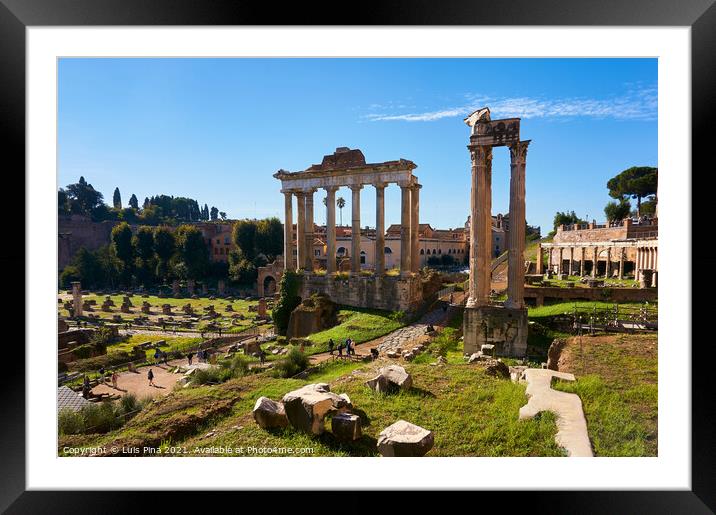 Roman Forum monument in Rome, Italy Framed Mounted Print by Luis Pina