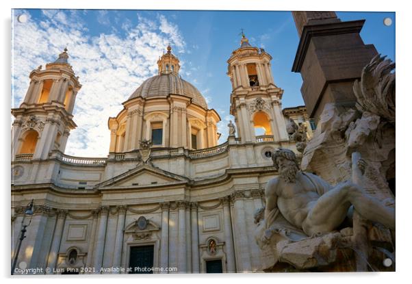 Sant'Agnese in Agone in Rome, Italy Acrylic by Luis Pina