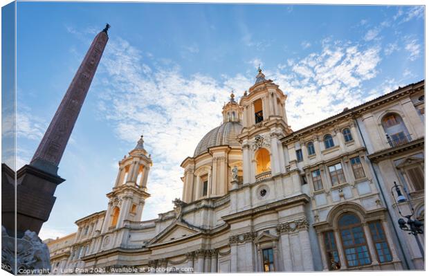 Sant'Agnese church in Agone in Rome, Italy Canvas Print by Luis Pina