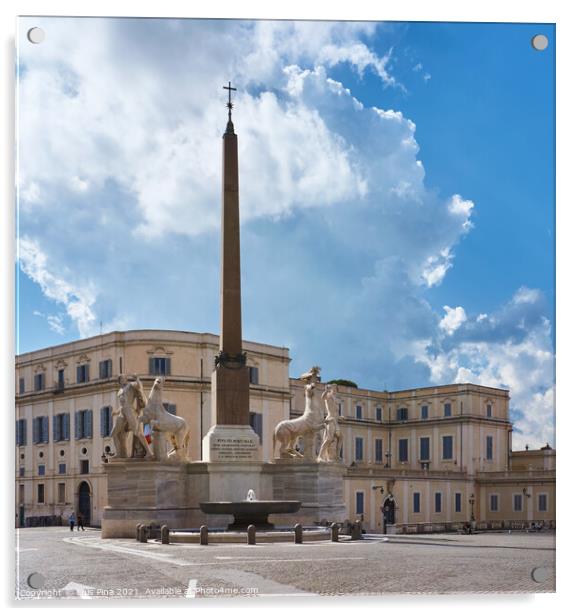 Obelisco del Quirinale in Rome, Italy Acrylic by Luis Pina