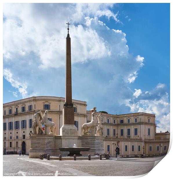Obelisco del Quirinale in Rome, Italy Print by Luis Pina