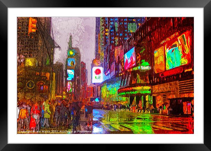 Times Square at Night Framed Mounted Print by Iain Mavin