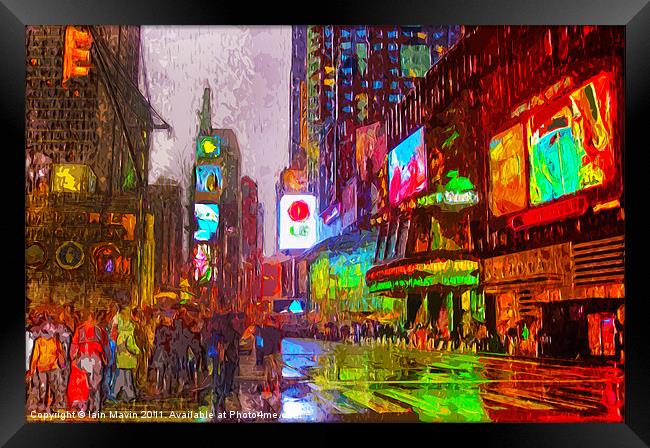 Times Square at Night Framed Print by Iain Mavin
