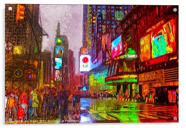 Times Square at Night Acrylic by Iain Mavin