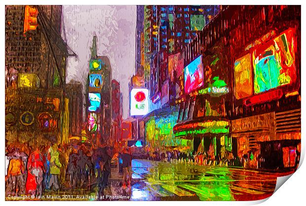 Times Square at Night Print by Iain Mavin