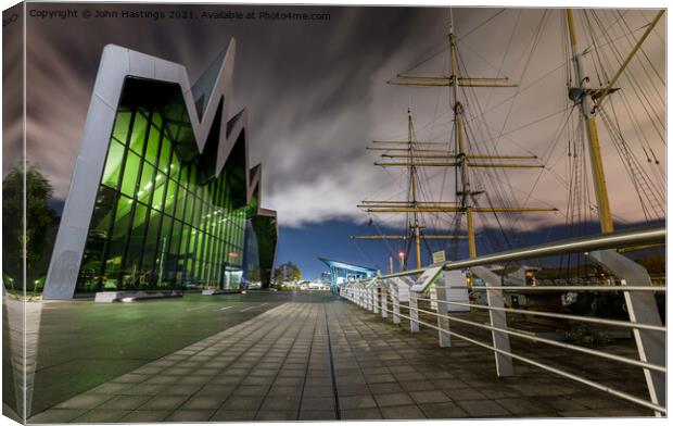 Glasgow's Riverside Museum by Night Canvas Print by John Hastings