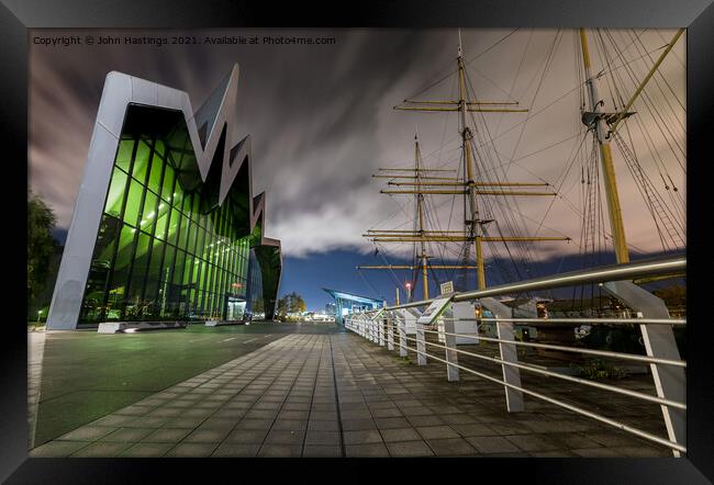 Glasgow's Riverside Museum by Night Framed Print by John Hastings