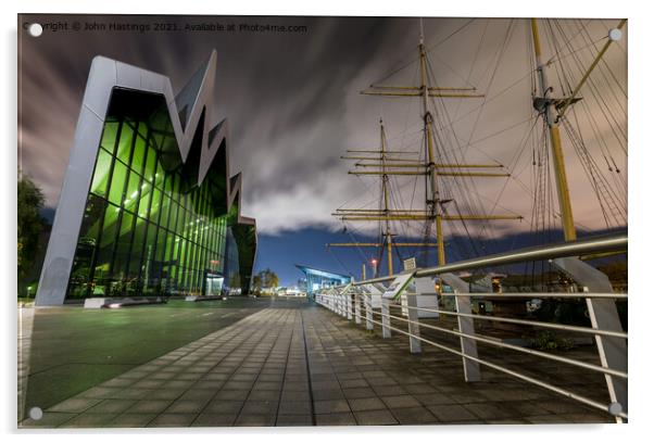 Glasgow's Riverside Museum by Night Acrylic by John Hastings