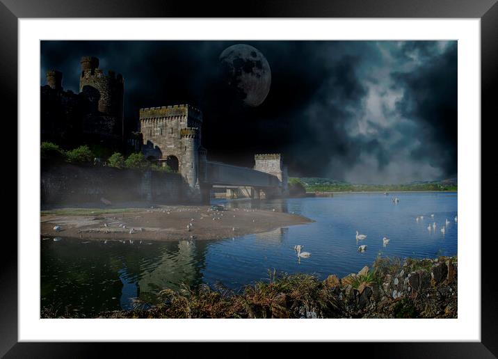 Conwy Castle nightscape Framed Mounted Print by Fiona Etkin