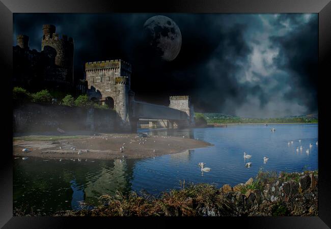 Conwy Castle nightscape Framed Print by Fiona Etkin