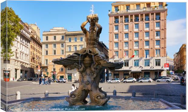 Triton Fountain in Rome, Italy Canvas Print by Luis Pina