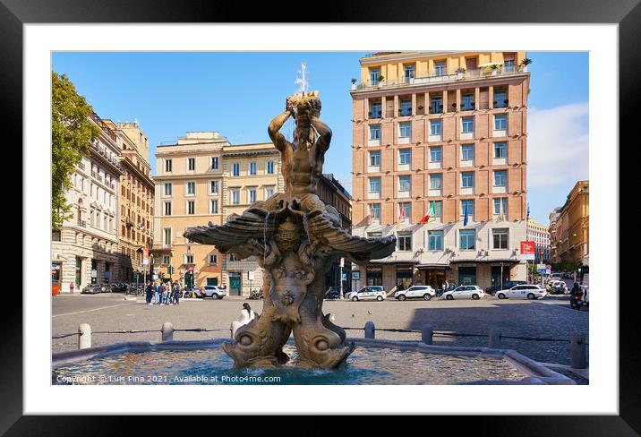 Triton Fountain in Rome, Italy Framed Mounted Print by Luis Pina
