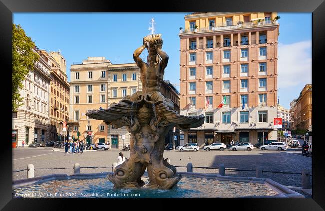 Triton Fountain in Rome, Italy Framed Print by Luis Pina