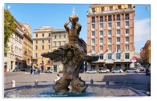 Triton Fountain in Rome, Italy Acrylic by Luis Pina