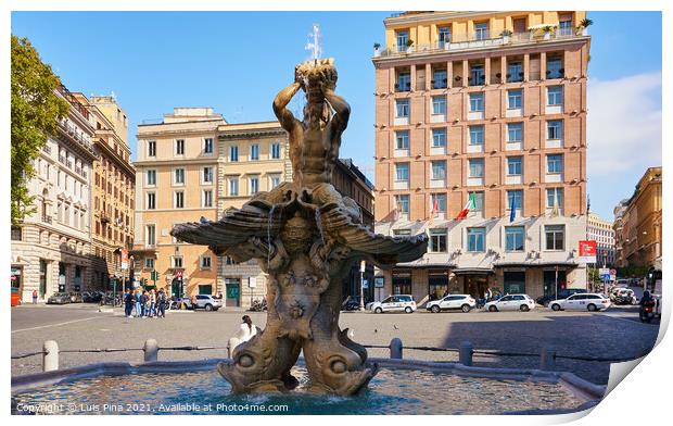 Triton Fountain in Rome, Italy Print by Luis Pina