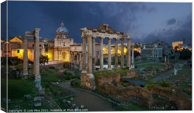 Roman Forum Sunrise in Rome, Italy Canvas Print by Luis Pina