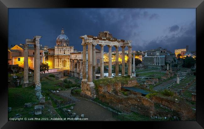 Roman Forum Sunrise in Rome, Italy Framed Print by Luis Pina