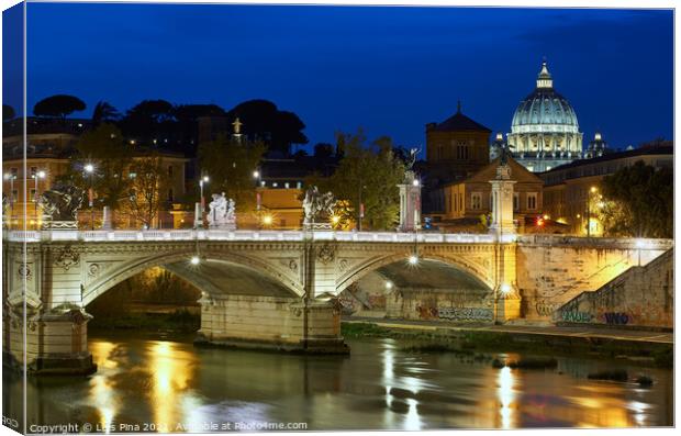 View of the Vatican at night in Rome, Italy Canvas Print by Luis Pina