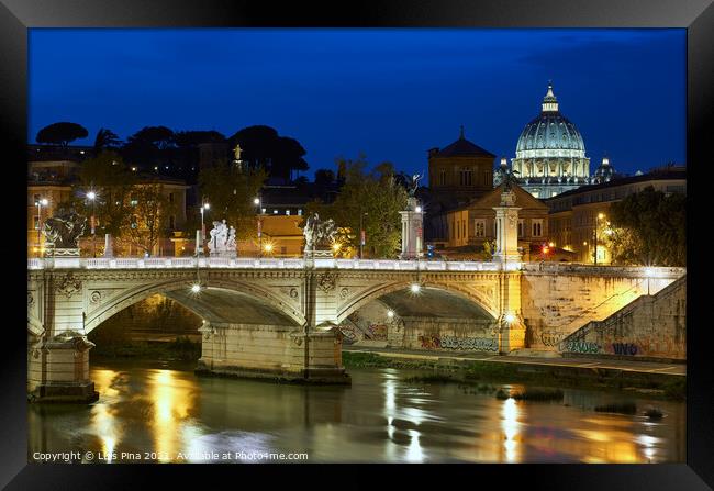 View of the Vatican at night in Rome, Italy Framed Print by Luis Pina