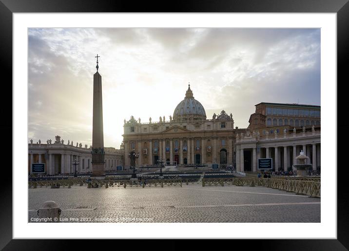 Piazza San Pietro at sunset in Rome, Italy Framed Mounted Print by Luis Pina