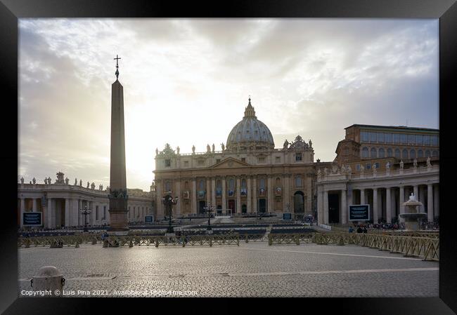 Piazza San Pietro at sunset in Rome, Italy Framed Print by Luis Pina