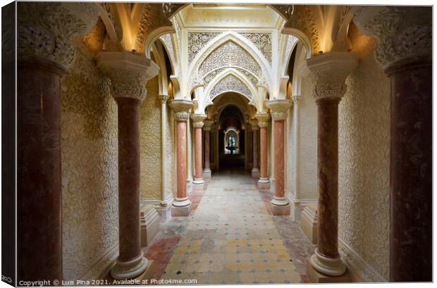 Monserrate Palace interior with beautiful columns in Sintra, Portugal Canvas Print by Luis Pina