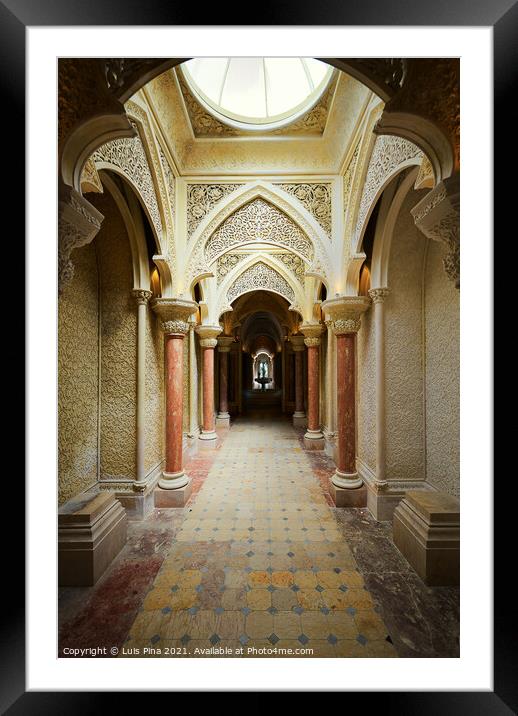 Monserrate Palace interior with beautiful columns in Sintra, Portugal Framed Mounted Print by Luis Pina