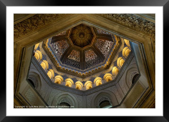 Monserrate Palace interior with beautiful columns in Sintra, Portugal Framed Mounted Print by Luis Pina