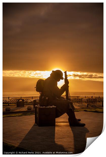 Tommy statue at Sunrise Print by Richard Perks
