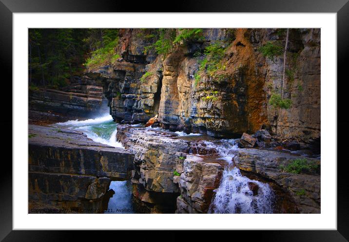 Waterfalls at Johnston's Canyon Banff Alberta Canada Framed Mounted Print by PAULINE Crawford