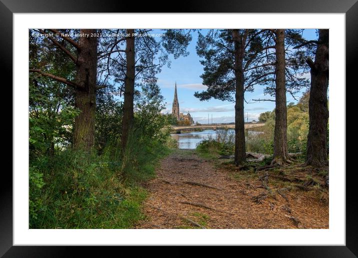 A view of Tay Street Perth from Moncreiffe Island Framed Mounted Print by Navin Mistry
