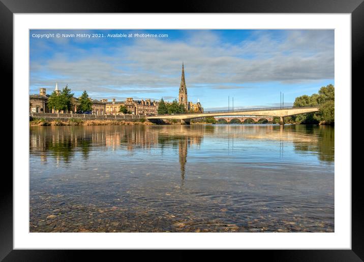 Perth Scotland and the River Tay Framed Mounted Print by Navin Mistry