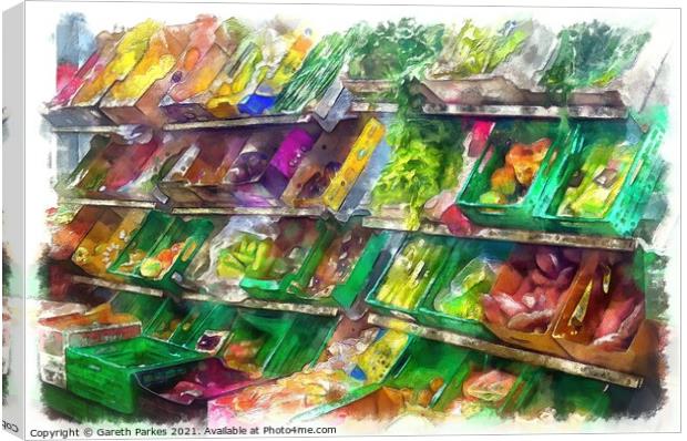 A close up of many different vegetables on display Canvas Print by Gareth Parkes