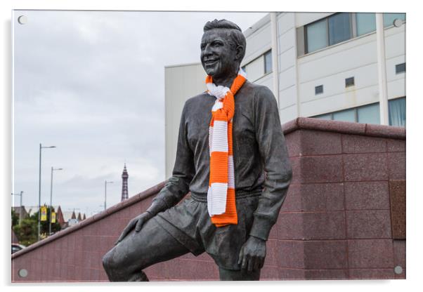 Jimmy Armfield statue in front of Blackpool Tower Acrylic by Jason Wells