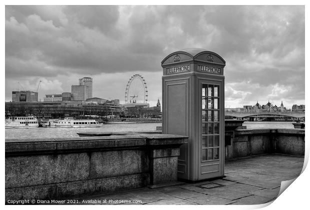 The Thames Embankment Black and white Print by Diana Mower