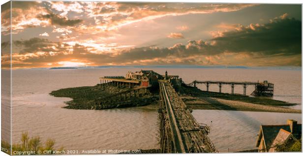 Birnbeck Pier Sunset Canvas Print by Cliff Kinch