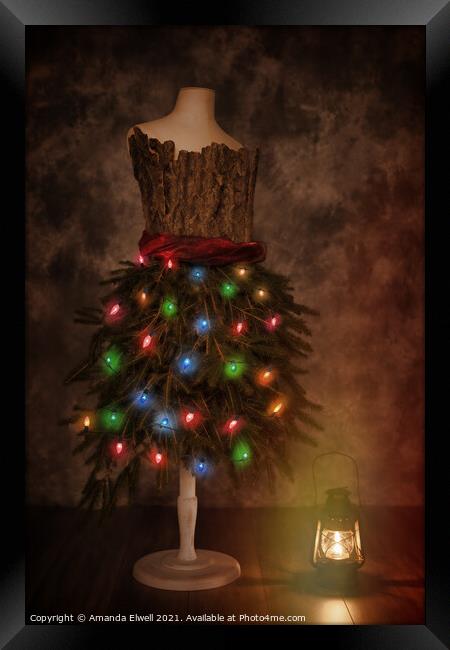 Mannequin Dressed For Christmas Framed Print by Amanda Elwell