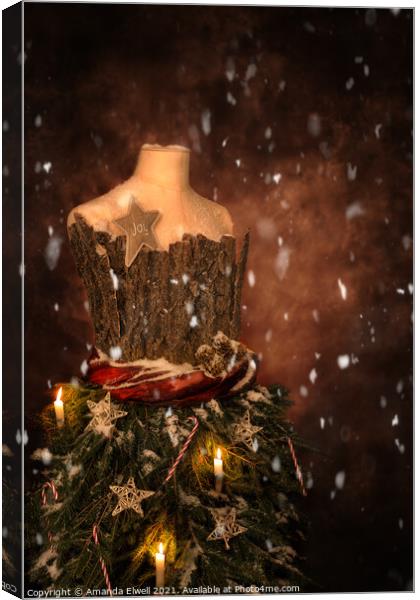 Christmas Mannequin With Snow Canvas Print by Amanda Elwell