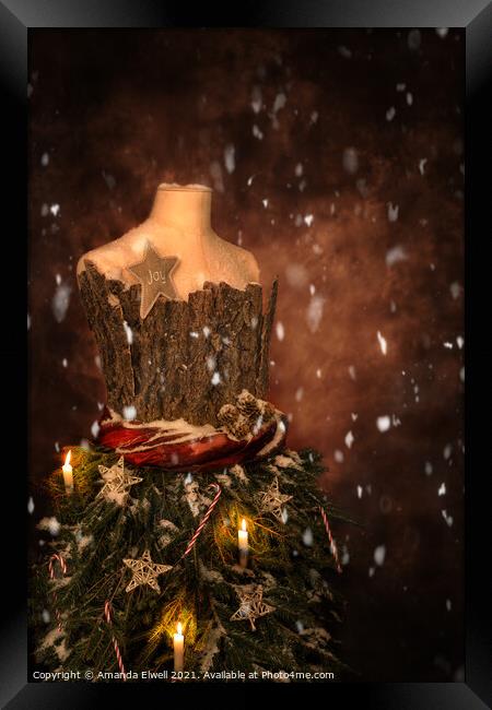 Christmas Mannequin With Snow Framed Print by Amanda Elwell