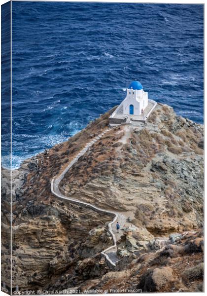 Chapel of the Seven Martyrs, Kastro, Sifnos Greek Islands. Canvas Print by Chris North