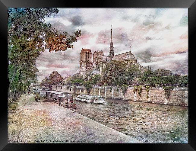 Notre Dame and The Seine Framed Print by Lynn Bolt