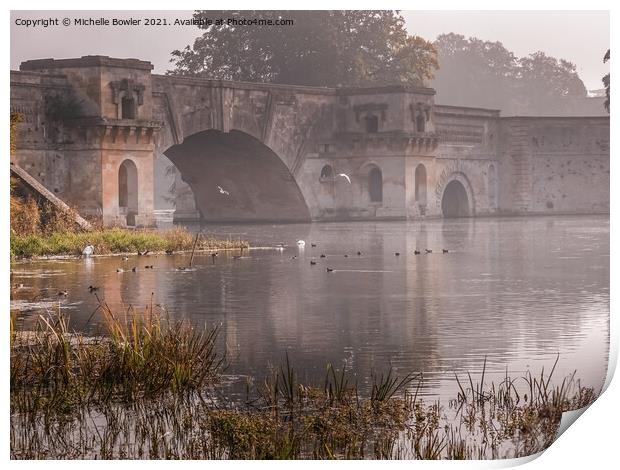 Blenheim Bridge Autumn Print by Michelle Bowler