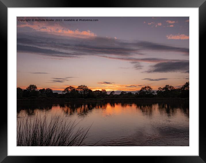 Lakeside sunset Framed Mounted Print by Michelle Bowler