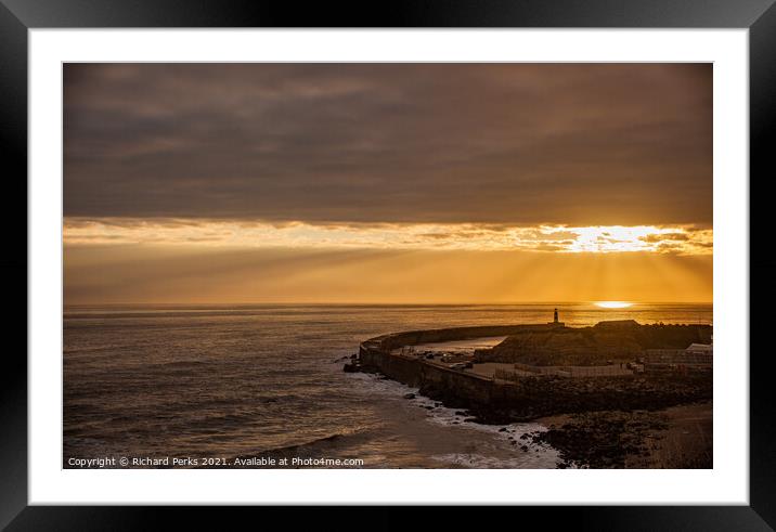 Seaham Harbour at Daybreak Framed Mounted Print by Richard Perks