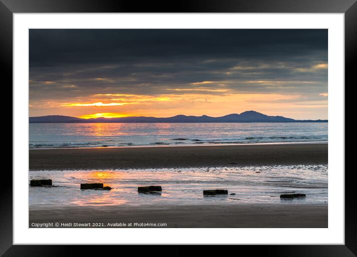 Sunset from Harlech Beach in North Wales Framed Mounted Print by Heidi Stewart