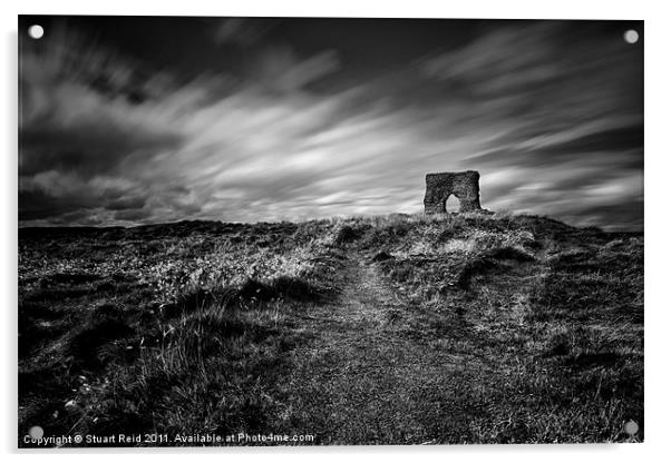 bw Dunnideer Hill Fort Acrylic by Stuart Reid