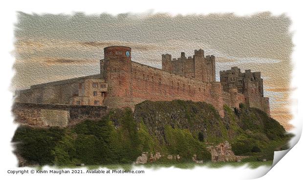 Bamburgh Castle Northumberland (Oil Painting Style) Print by Kevin Maughan