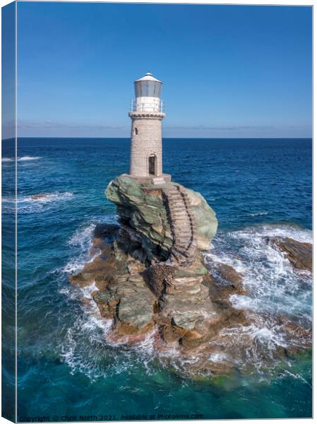 Andros Lighthouse Canvas Print by Chris North