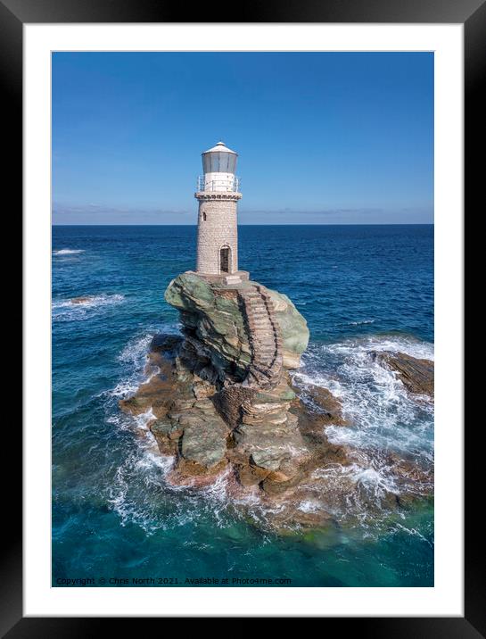 Andros Lighthouse Framed Mounted Print by Chris North